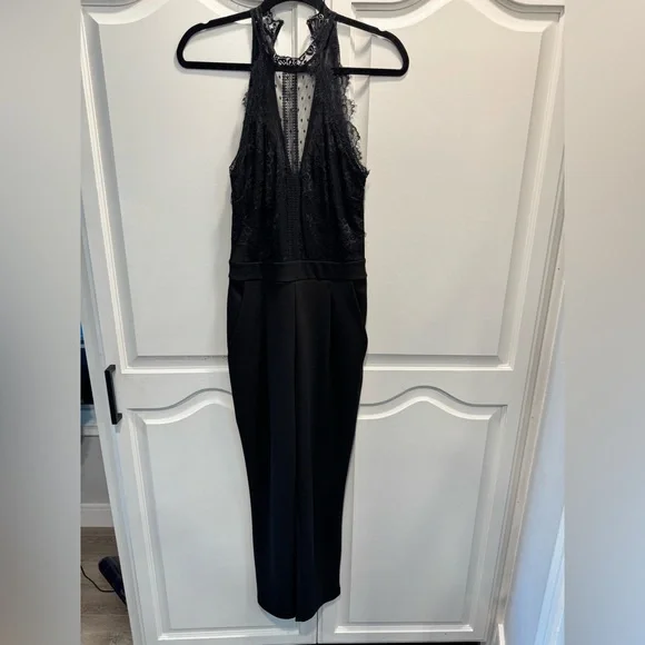 Express Black Lace Detail Jumpsuit - Picture 4 of 11